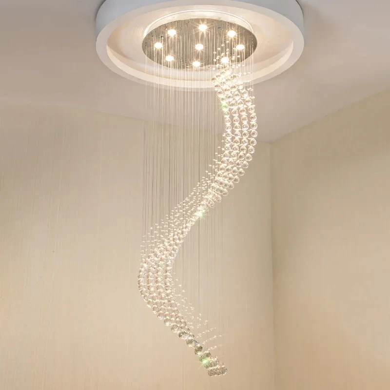 Imagem -06 - Modern Single Spiral Led Chandelier Grandes Lâmpadas Pingente de Cristal Escada Espiral Lobby Hotel Sala de Estar Sótão Decoração para Casa