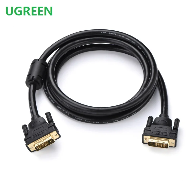 Кабель UGreen DVI 24 + 1 монитор HD 2K, подключенный к ПК, видеокарта, хост, двухканальный-D, кабель передачи данных