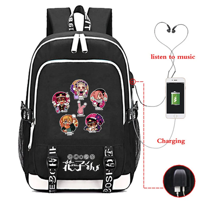 

Toilet-Bound Hanako-kun Backpack with USB Charging Port Anime Yashiro Nene Cosplay Bookbag Gift Laptop Bag School Mochila