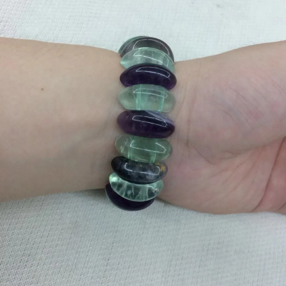 Natural Fluorite Stone Beads Bracelet Natural Gemstone Bangle for Woman for Gift Wholesale !