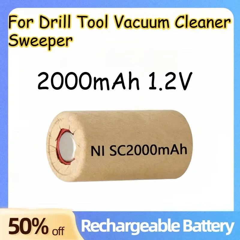 Nickel-Metal Hydride Battery 2000mAh 1.2V for Drill Tool Vacuum Cleaner Sweeper Large Capacity Rechargeable Batteries
