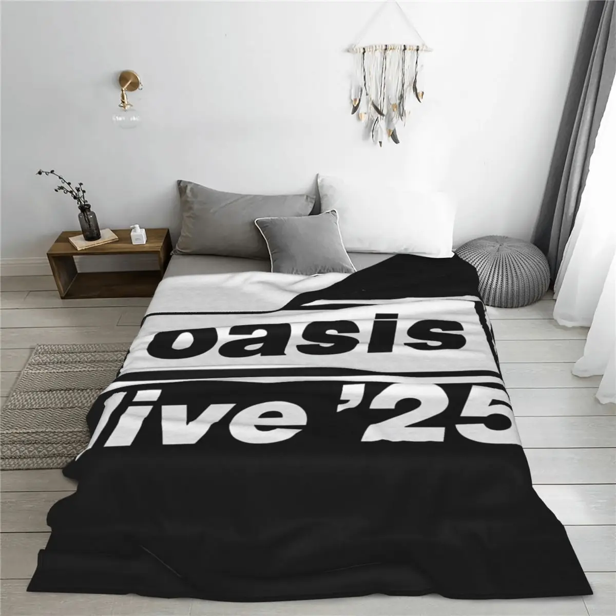 Confortevole 2025 O-Oasis Live \'25 Rock Band Fans coperta Merch Room coperta decorativa leggera in pile sottile per camera da letto