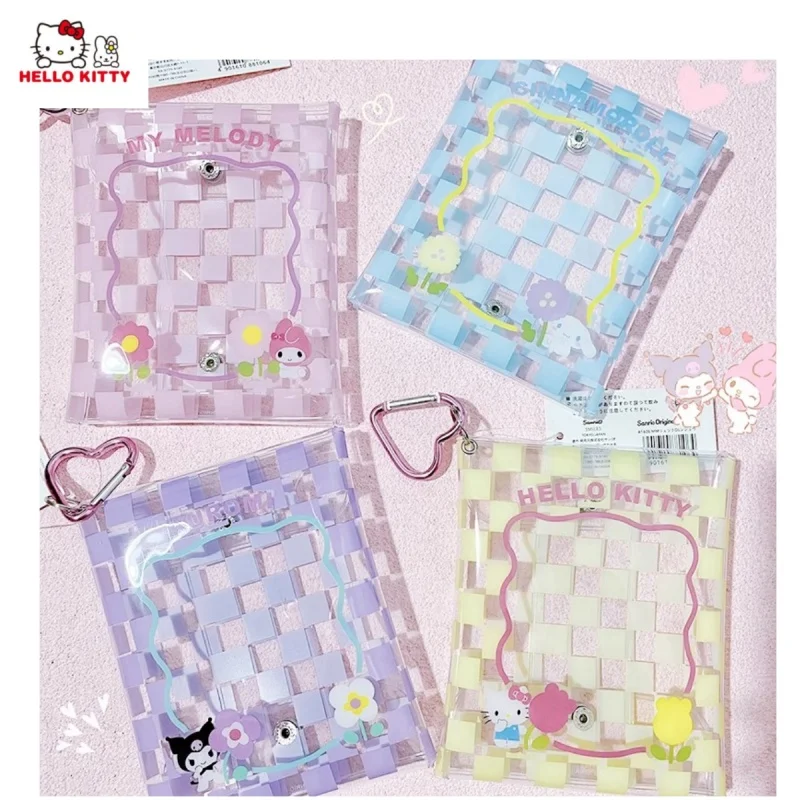 

Hello Kitty Kuromi Melody Kawaii Transparent Keychain Passport Bag Small Bag Sundries ID Photo Storage Bag Anime Birthday Gift