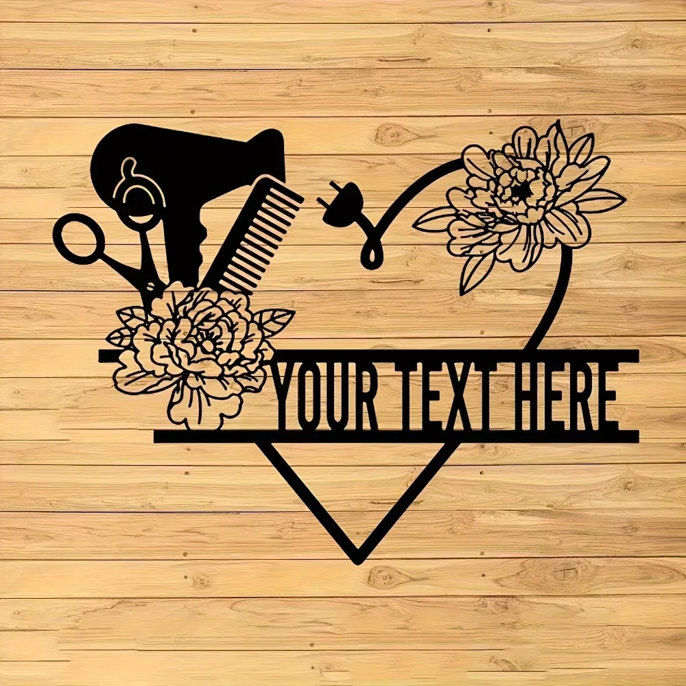 

Unrivaled Traditional Metal Plaque. Hair Styling Tools with Name on Heart. Tailored for Salon, Barbershop.