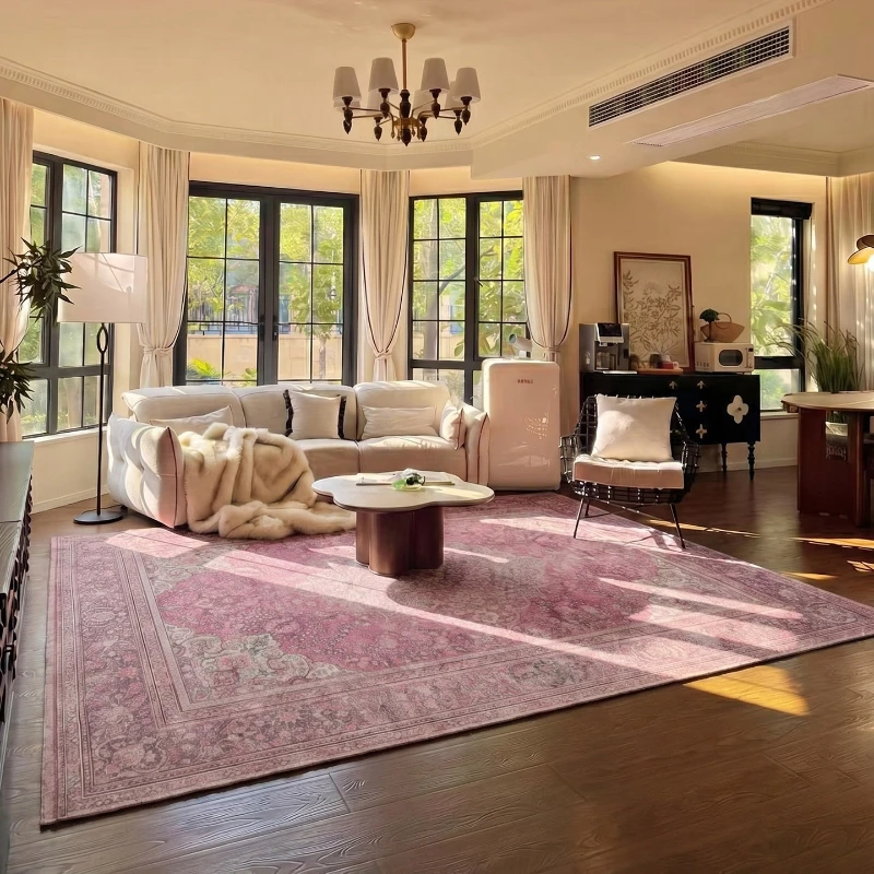 

Retro Exotic Persian Living Room Carpet Foldable Machine Washable Coffee Table Anti-slip Floor Mat Bedroom Bedside Soft Rug 러그