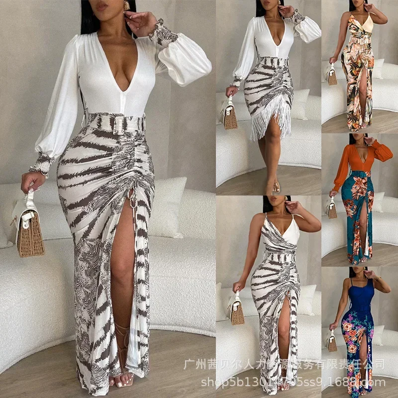 

Fashion Summer Dress Women 2023 New High Slit Long Dress for Women