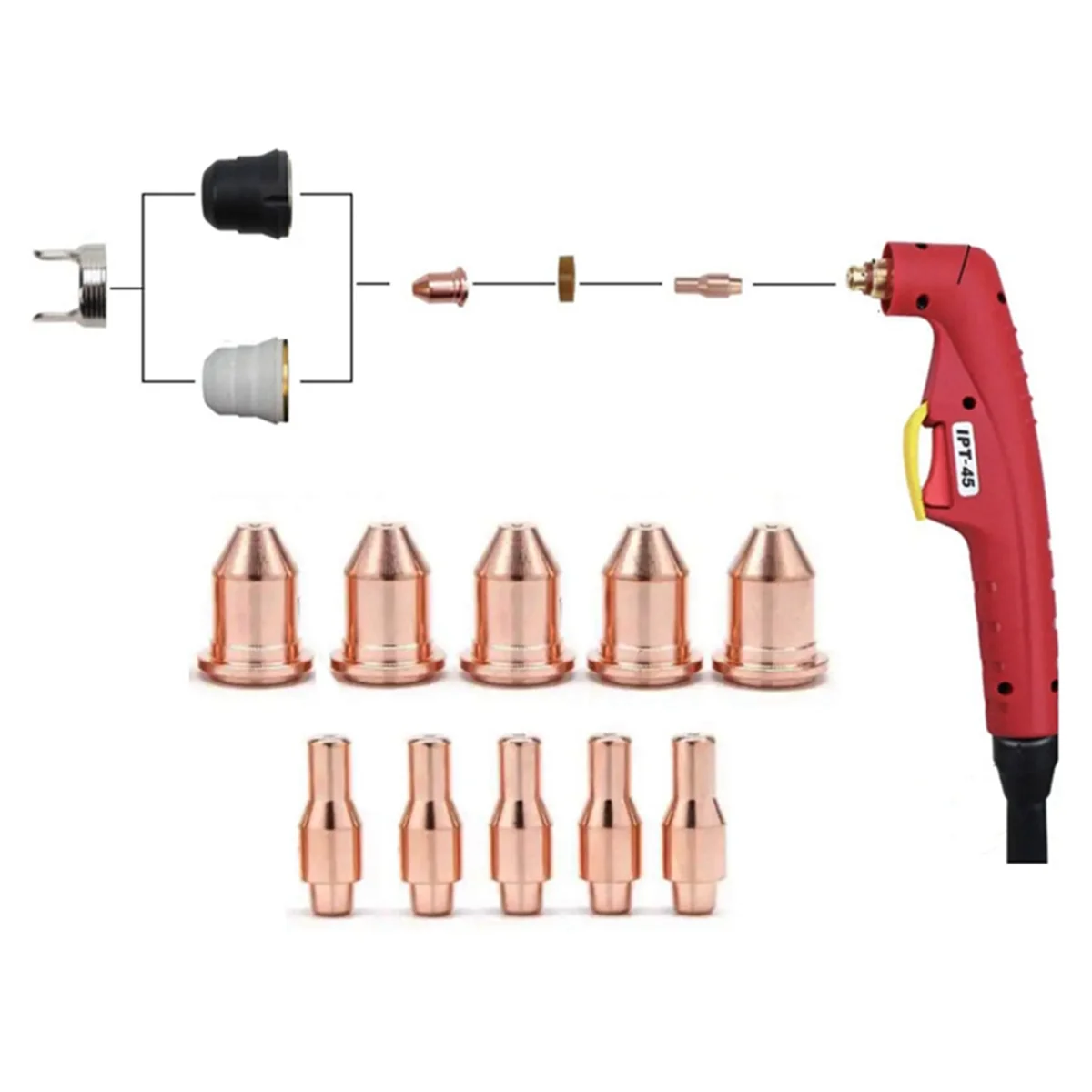 Plasma Cutting Consumables 56576 Tip 56811 Electrode 56255 Suitable for Harbor Freight Titanium 45A Plasma Cutter 13pc