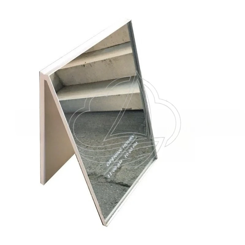 Mirror Surface Creative Iron Triangle Standing Sign, Coffee Shop Decorative Promotional Billboard