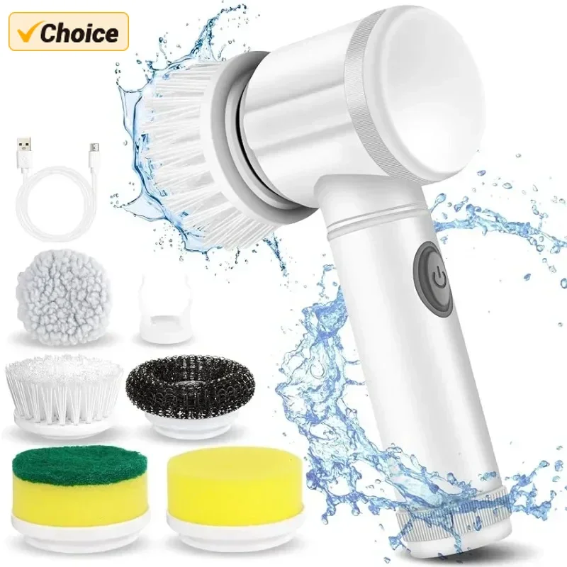 

5in1 Brush Electric Spin Scrubber Bathroom Cleaning Brush Power Scrubber With 5 Replaceable Heads Electric Cleaning