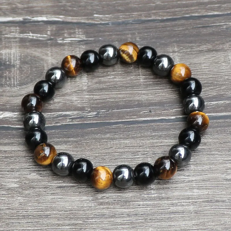 Natural Black Obsidian Hematite Tiger Eye Beads Bracelets Magnetic Health Protection Slimming Weight Loss Soul Jewelry Women Men