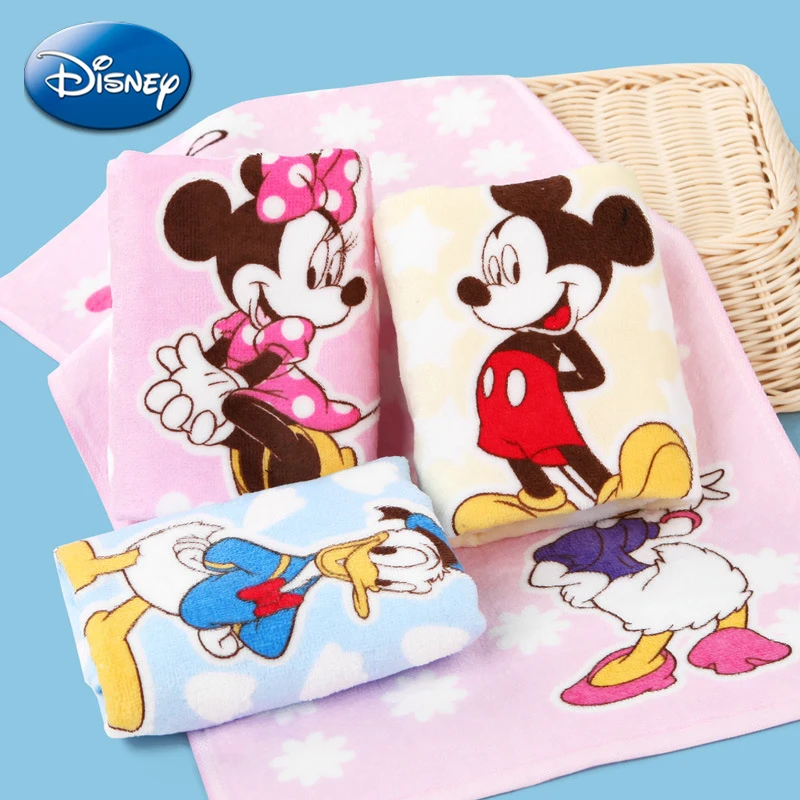 Disney Mickey Minnie Mouse Towel Cute Cartoon Figures Washcloth Super Soft Cotton No Shedding Water Uptake Baby Kid Face Towels