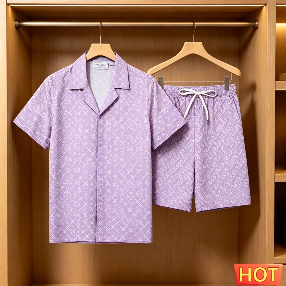Men's Summer Suit Daily Casual Short Sleeve Tee Tops +Shorts 2 Piece Outfit Fashion Loose Shirts Sets Street Hip Hop Men Clothes view 5