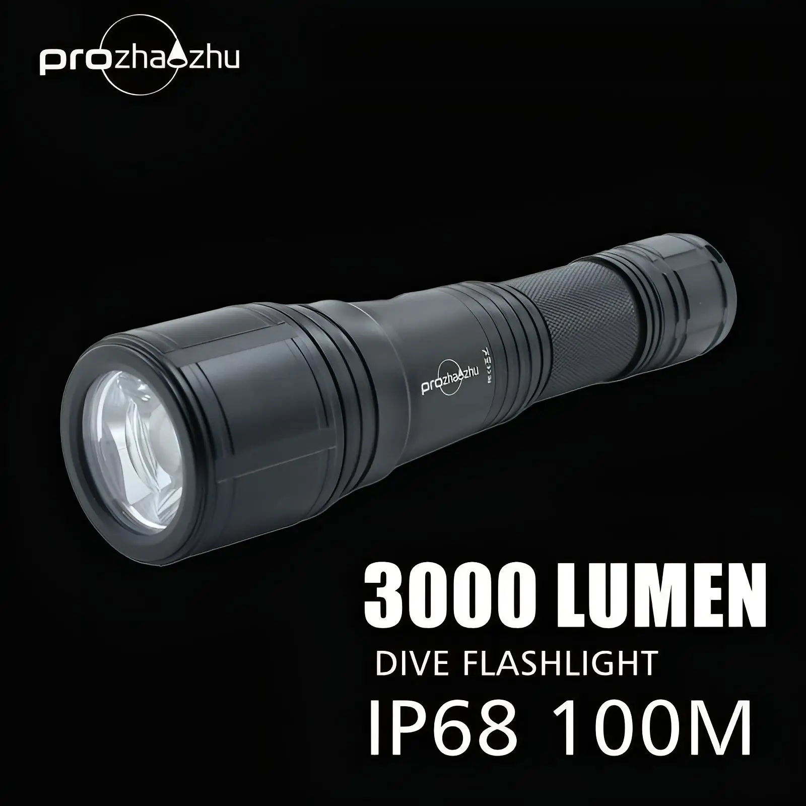 3000 Lumen IP68 100M Zoom Focus 26650 Rechargeable H-M-SOS Multifunction Aluminum Alloy Diving Flashlight