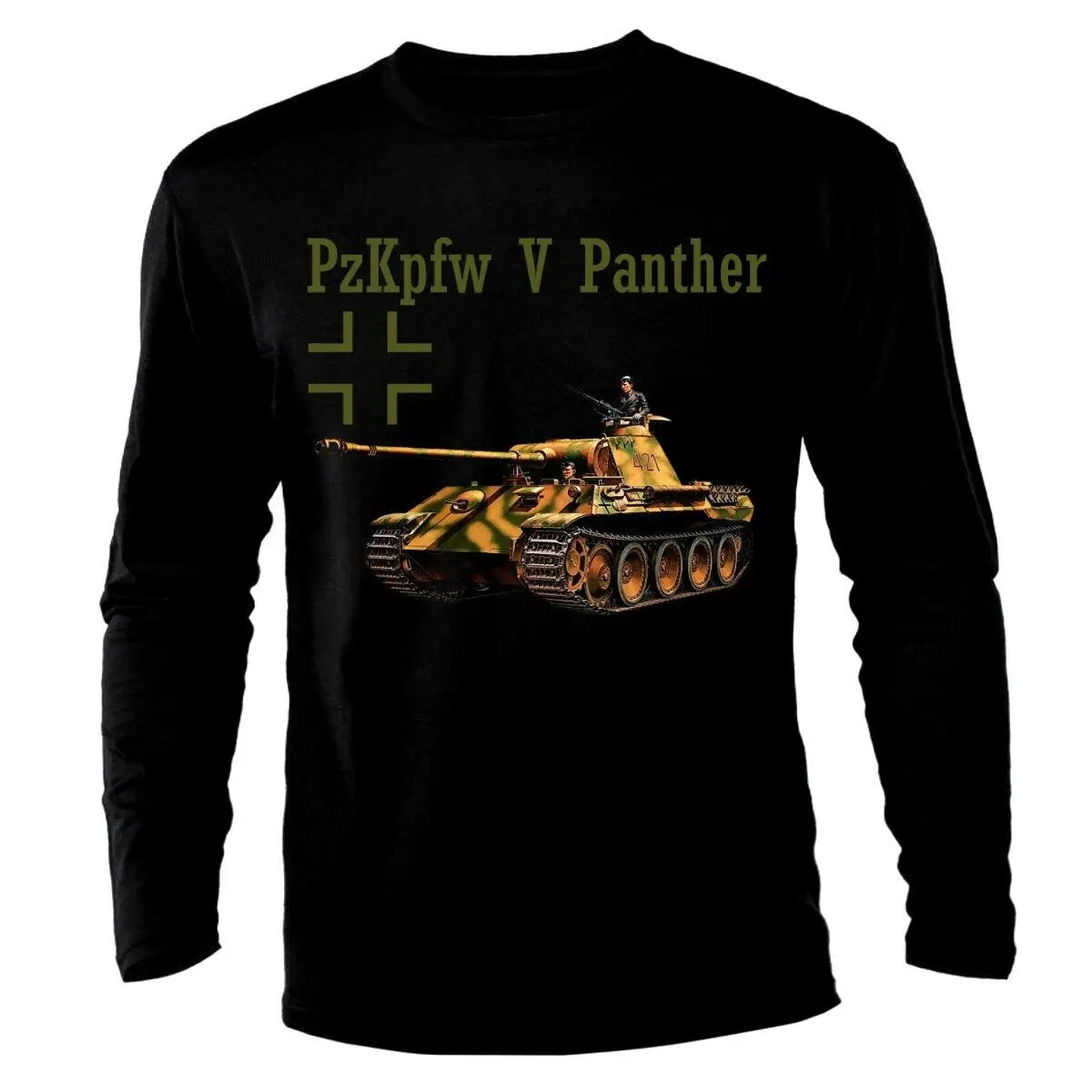 PzKpfw 5 Panther Tank Panzer WW2 Army War Wehrmacht Long Sleeve Men Casual T-Shirt Cotton  Men Clothing Customized Products