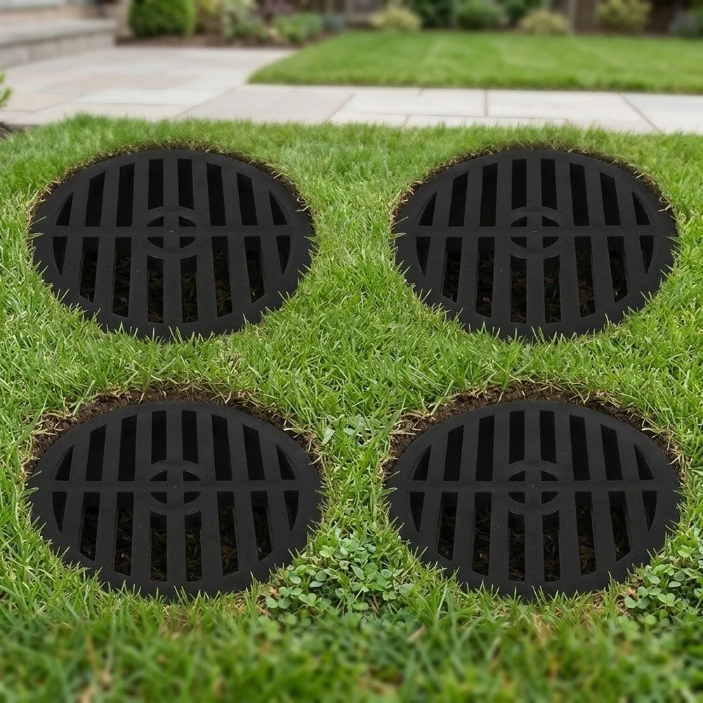 Round ABS Drain Cover 10cm for Floor Sewer Outlet Plastic Strainer with Cylindrical Base Suitable for Lawn Patio