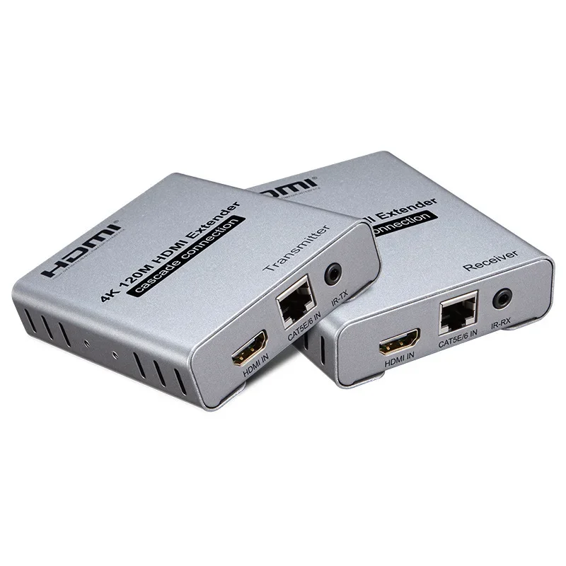 4K 120M RJ45 To HDMI Single Ethernet Cable Extender Video Transmitter Receiver Support 1 To N Cascade Connection IR Feedback