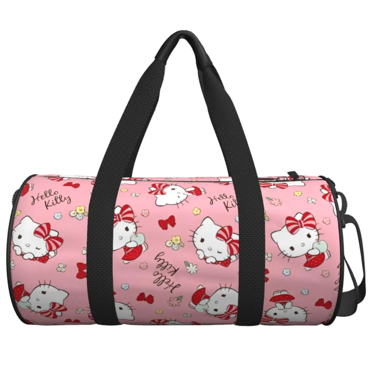 

Men Women Travel Bag Kawaii Hello Kitty Gym Bag Large Capacity Cute Cartoon Portable Design Handbag Colorful Training Sports Bag