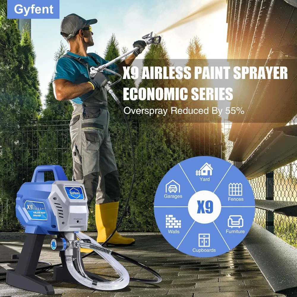 0.39GPM 650W 3000psi Airless Sprayer with Low Overspray Adjustable Pressure & Motor Speed for House Painting DIY Garage