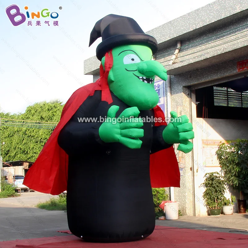 Green Inflatable Witch Sorcerer Airmodel Clown Halloween Haunted House Funny Characters Cartoon Lights Monster