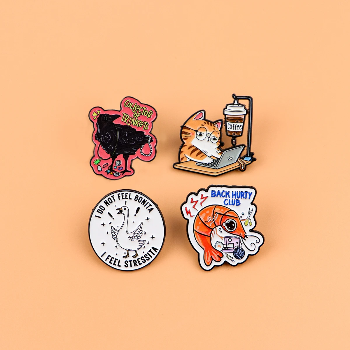 Funny Cute Monkey Bear Enamel Pin Office Coffee Cat Brooch Lapel Pin Badge on Backpack Clothing Accessories Jewelry Friends Gift view 3