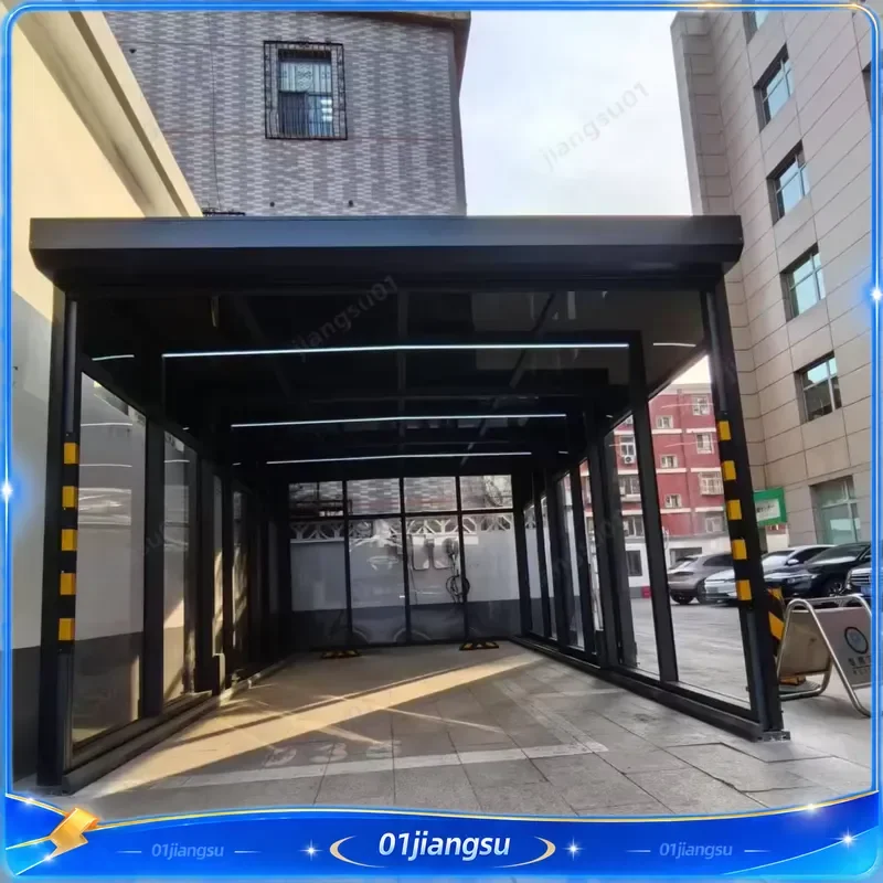 Modern Electric Retractable Sunroom Foldable Carport Aluminum Alloy Frame Smart Automatic Garage Canopy Movable Shelter New
