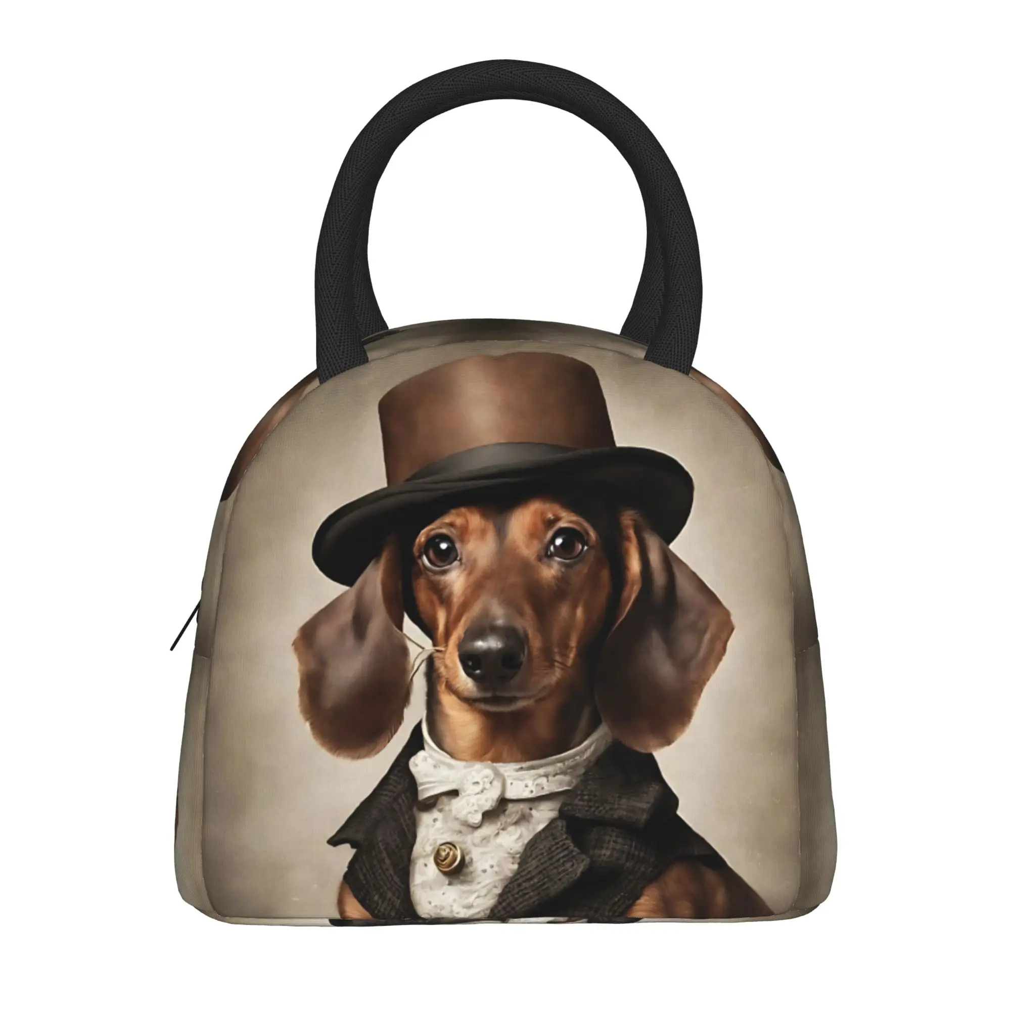 Victorian Dog Portrait Artistic Gift Fashion Dog Lunch Bag For Adult  Lunch Box Cooler Bag Zipper Oxford Thermal Tote Handbags