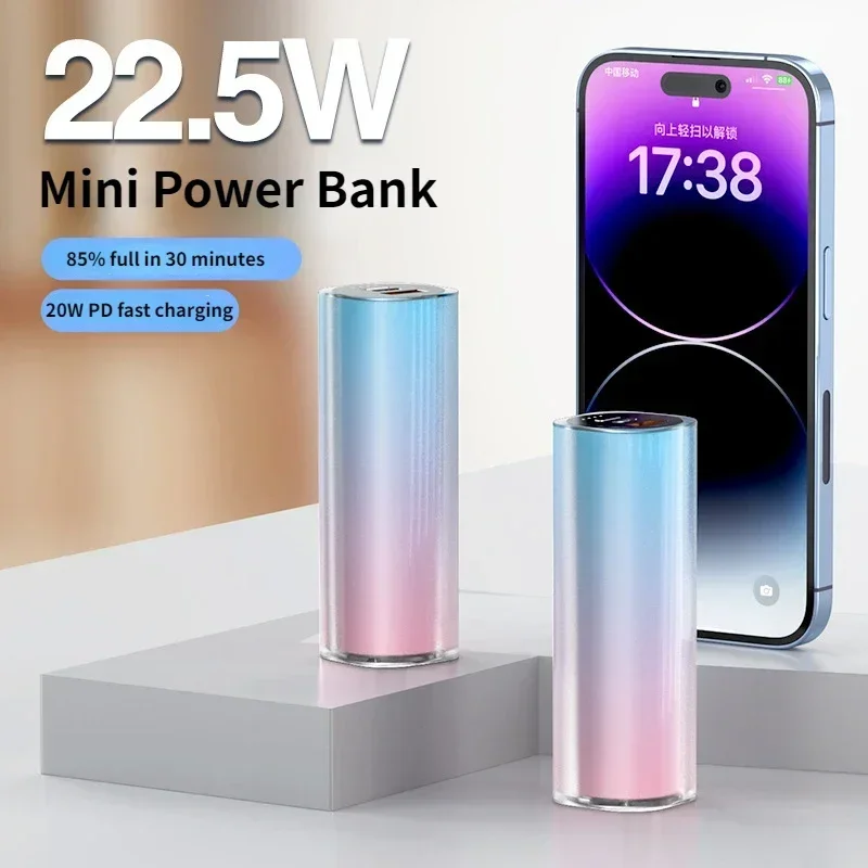 

New Mini Lipstick Power Bank 30000 MAh 22.5W Fast Charging Charger External Battery for iPhone Xiaomi Samsung