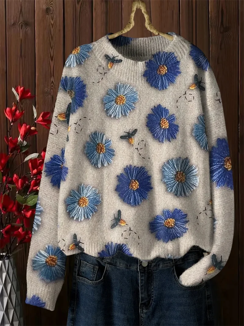 Women's Sweater Woman Clothes New Fashionable and Age-Reducing Fashion Pullover with beautiful design Loose printed sweater