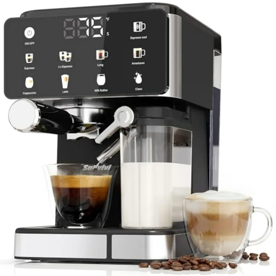 All-in-One Espressomaschine für Eiskaffee mit Cold Brew, automatischem Milchaufschäumer, LED-Touchscreen und 51OZ Wassertank – Druckkaffee