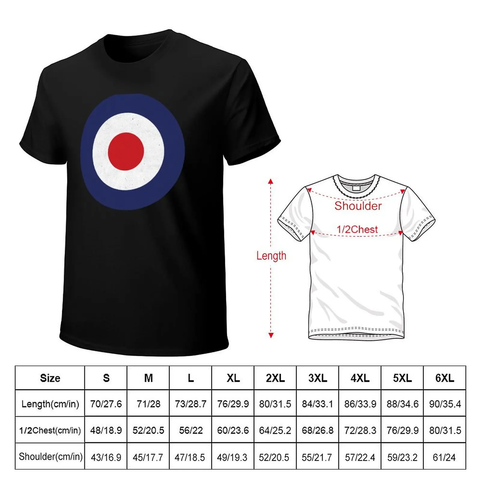 Mod 60s Pop Art Target T-Shirt Big Size Crew Neck T-Shirt