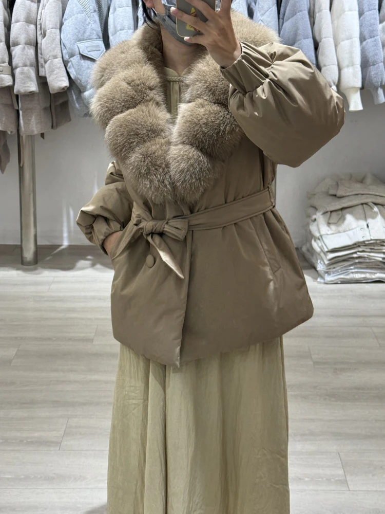 

Women's Winter Down Jacket Puffer Coat Luxury Real Fur Jacket Natural Fur Collar Coat Thick Warm Elegant Fashion Premium Coat