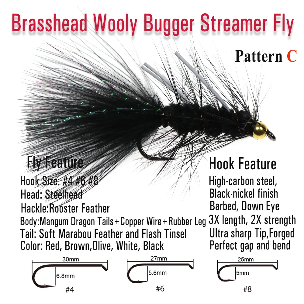 ICERIO Mosca Bugger Streamer Flashabou Cola de Cristal – Trucha Salmón - imagen 3