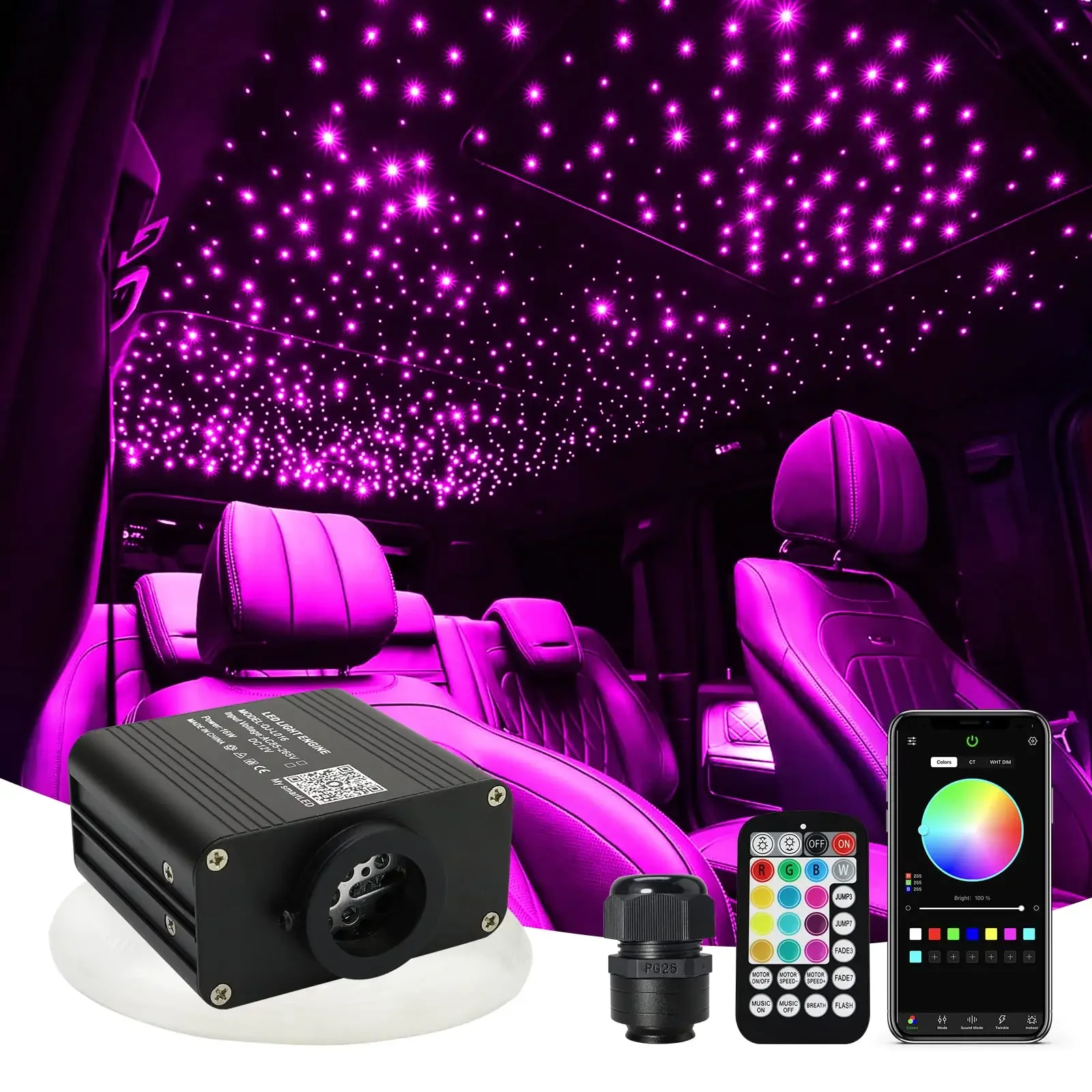 

Car Roof Star Light Ambient Lamp RGB USB APP Controlled Ceiling Galaxy Night Light for Interior Decoration SUV Sedan Mood Lamp