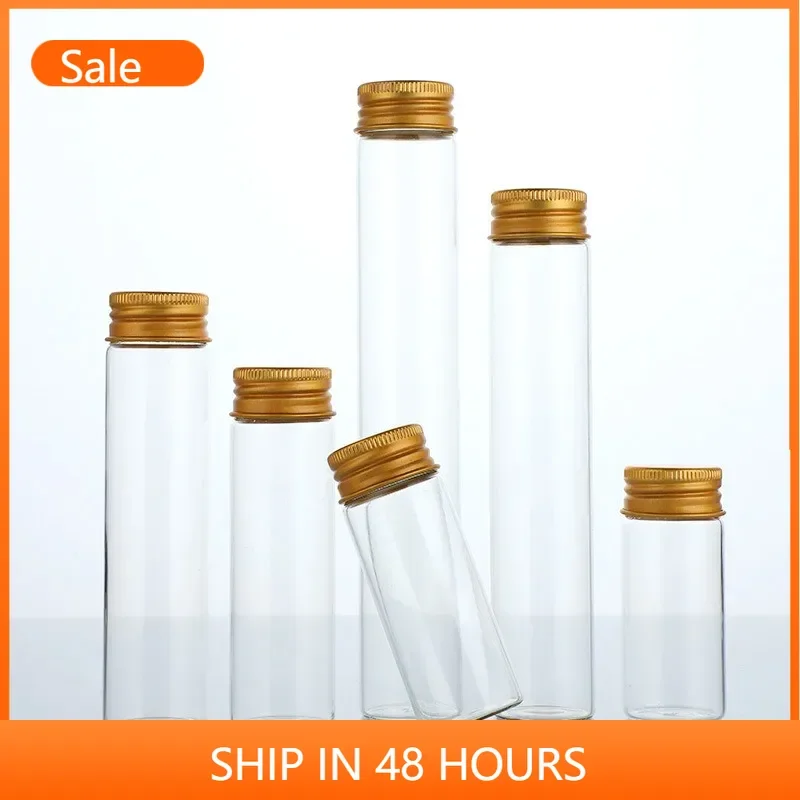 

10pcs 30mm Glass Bottles With Gold Aluminium Lids Small Glass Jars Transparent Medicine Powder Test Tube Bottle Tiny Jars Vials