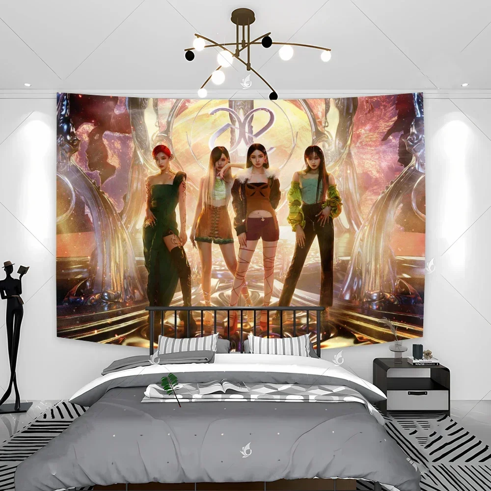 

Kpop A-Aespas Savage Tapestry Art posters Printing Banners for Bedroom Living Room College Dorm Party Backdrop Home Decoration