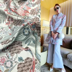 Jacquard Suit Fabric Autumn and Winter Chinese Style Crane Retro Clothing High-end Tang Suit Brocade Hanfu Cloth by the Yard