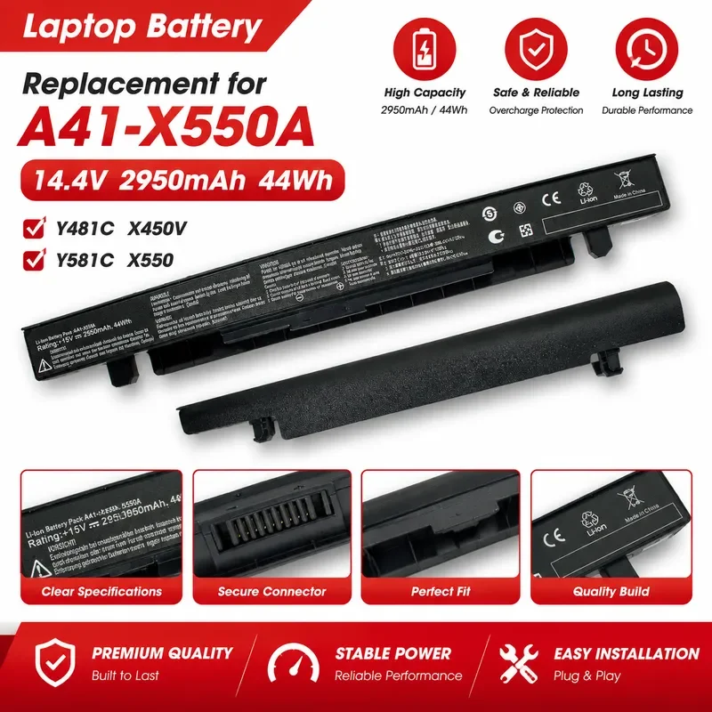 A41-X550A  battery For ASUS W40C Y581C Y481C X450V X550V
