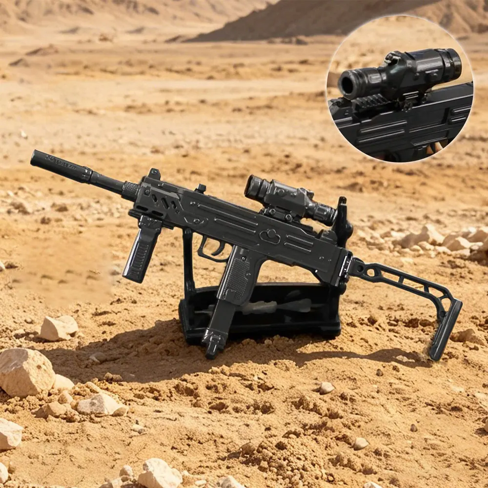 20cm Detachable UZI Submachine Gun Zinc Alloy Model Collectible Display & Game Prop Desktop Decorative Gift Kids Toy ZG626