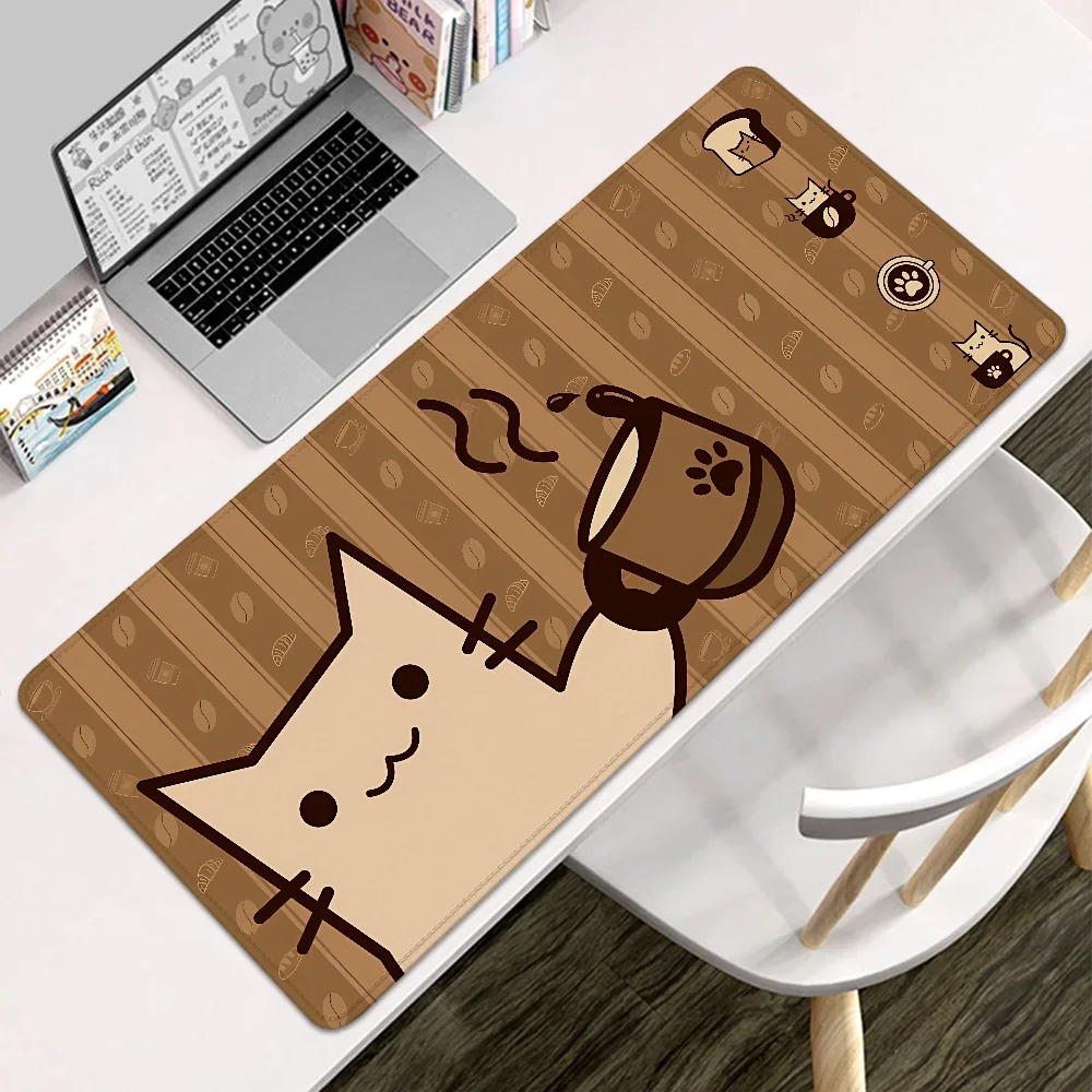 Mouse Pad Coffee Cat Gamer Office Accessories Gaming Mats Desk Mat Large Gamer Xxl Mousepad Anime Computer Table Deskmat Pc Pads