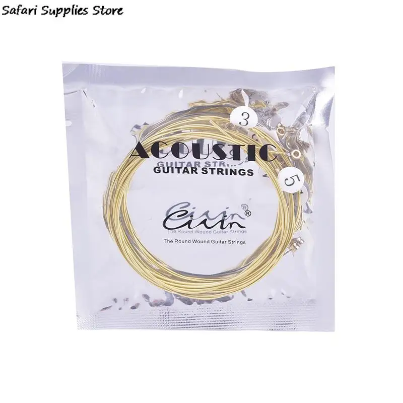 6pcs/set Universal Acoustic Guitar String Brass Hexagonal Steel Core Strings For