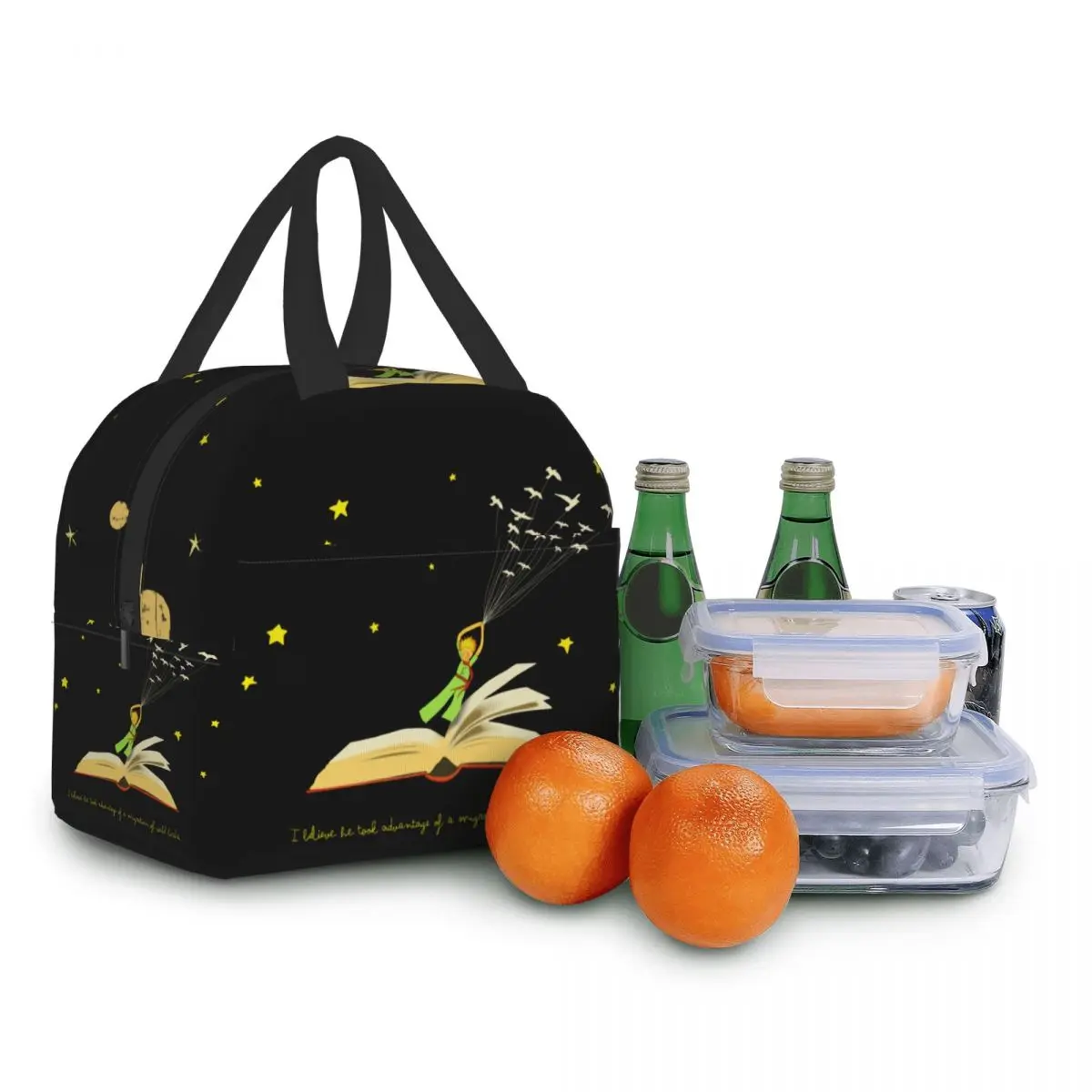 Classic Fiction The Little Prince Thermal Insulated Lunch Bag Women Portable Lunch Container for School Office Storage Food Box