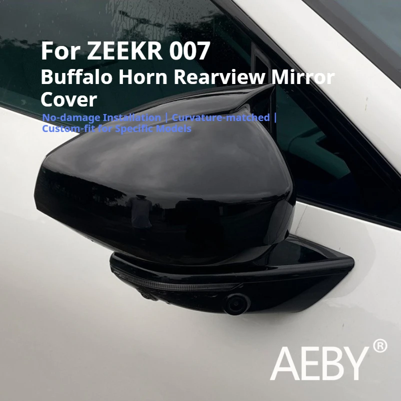 

AEBY For ZEEKR 007 2024 2025 Horn Mirror Cover, ABS Plastic Glossy Black Side Rearview Mirror Housing, Exterior Accessories