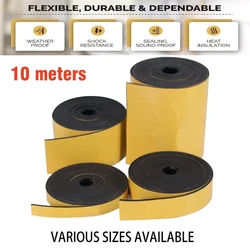 Black Rubber Self Adhesive Sponge Seal Strip Single Sided Adhesive EVA Tape Anti-collision Seal Gasket Weather Stripping 10m