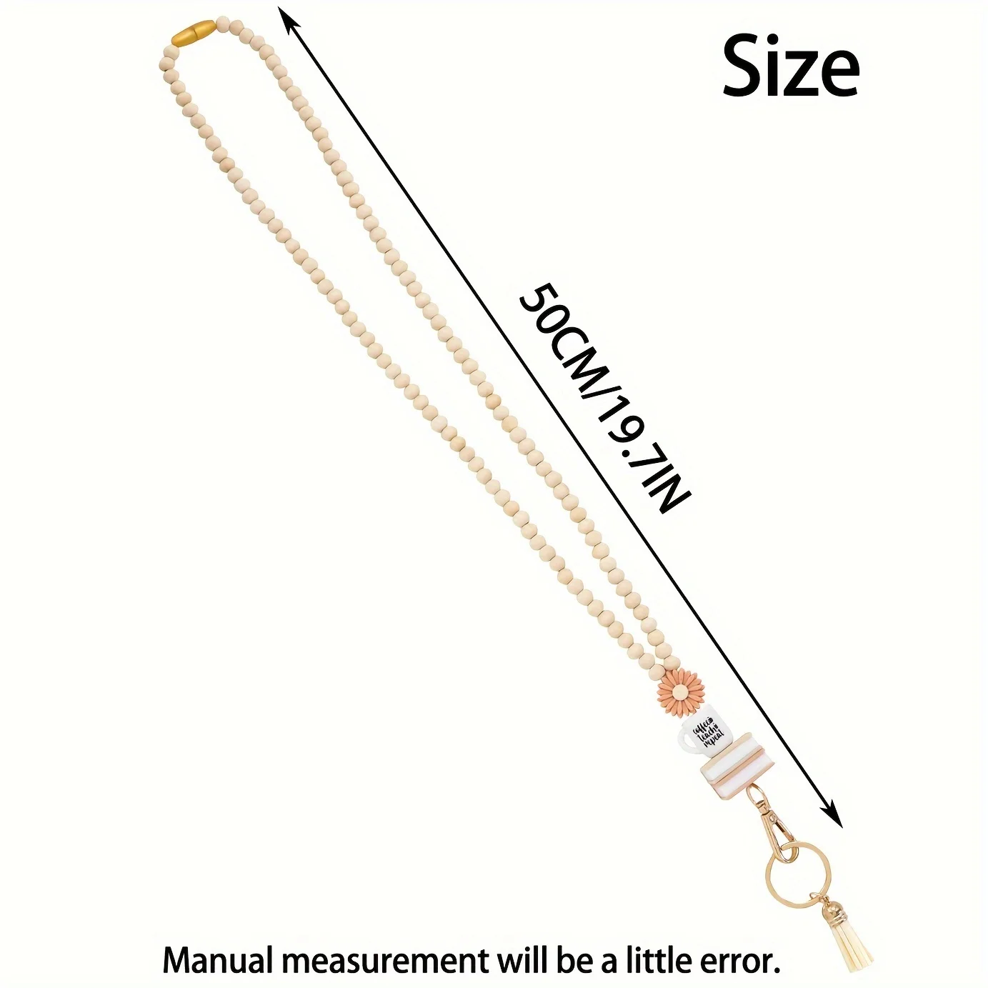 Neck Keychain Strap Boho Tassel Wooden Beaded Lanyard for Keys Keychain ID Card Holder Fashion Necklace Lanyards for Women Gift