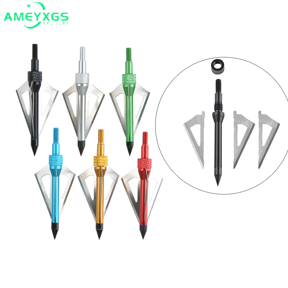 

6pcs Archery Arrowhead with Box Steel + Aluminum 3 Blades Broadhead DIY Arrow Shaft for Recurve Bow Shooting Hunting Accessories