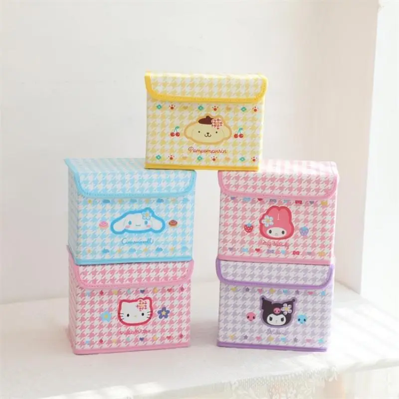 Kawaii Sanrio Hello Kitty Storage Box Kuromi My Melody Cinnamoroll Cartoon Large Capacity Household Foldable Desktop Storage Box