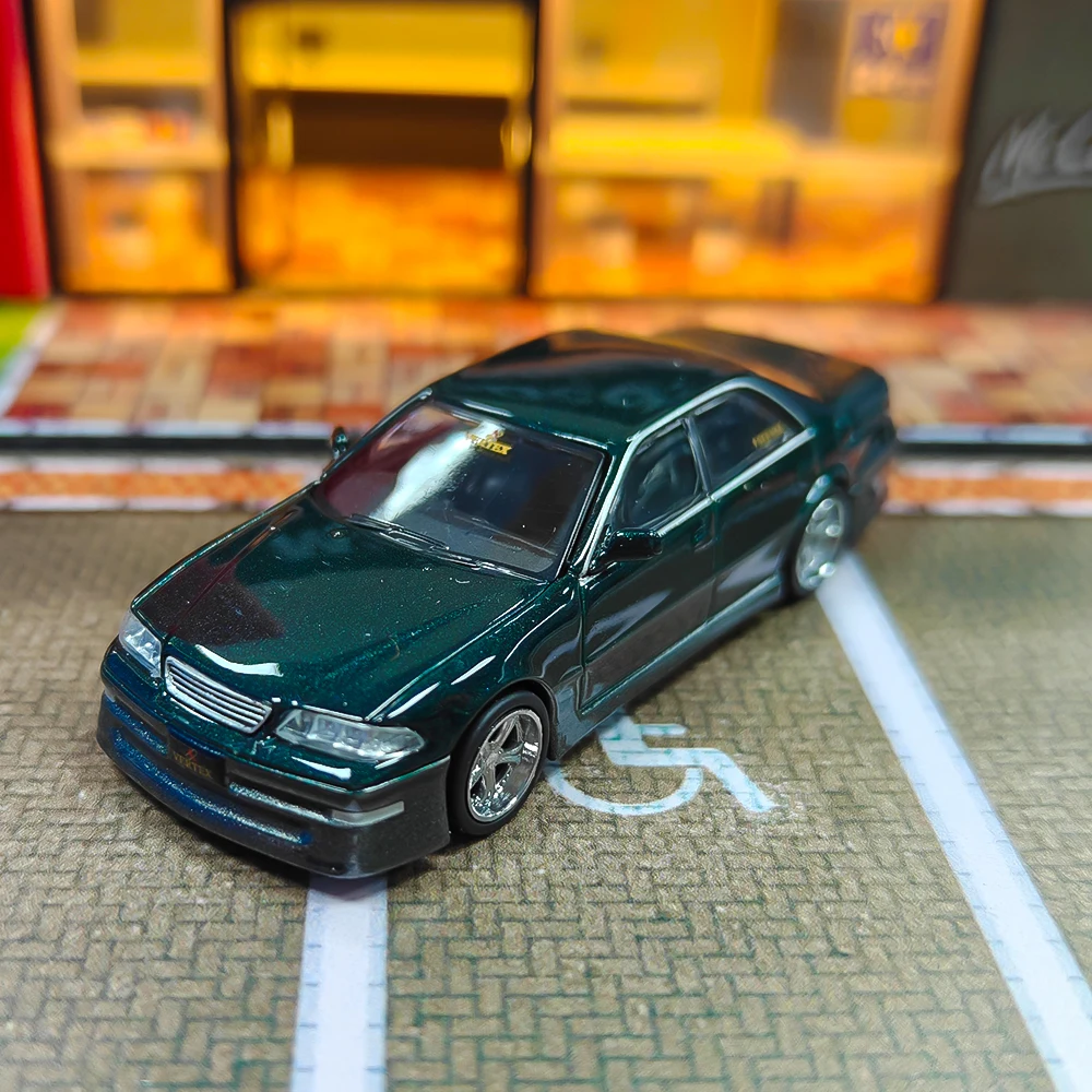 

Литая под давлением модель автомобиля Tarmac Works 1:64 VERTEX Mark II JZX100, темно-зеленая металлическая модель автомобиля