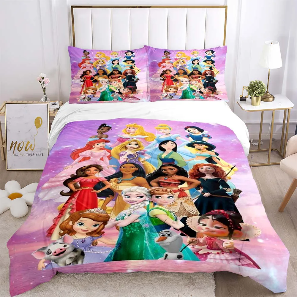 Disney Princess Bedding Sets Kids Quilt Cover Set With Pillowcase Twin Full Queen King Bedclothes Bed Linen For Boys Girls