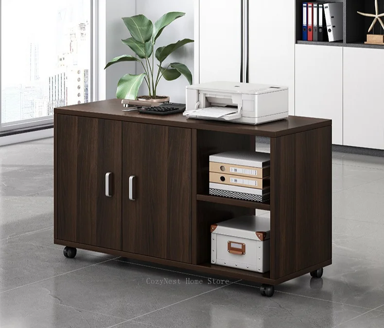 Wooden Under-Desk Storage Cabinet with Lock, Side Drawer Unit for Office, Printer Stand & File Organizer
