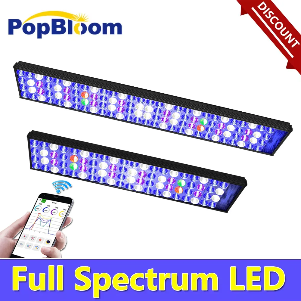 

PopBloom-Full Spectrum Marine Aquarium Lamp,Smart Saltwater LED Aquarium Lighting for Marine Reef Fish Tanks,Corals,LPS,SPS